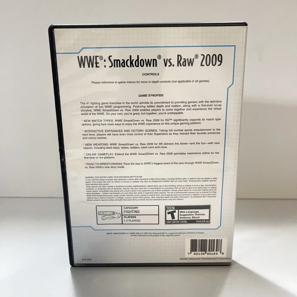 WWE Smackdown vs. Raw 2009 CIB W/ Manual - Tested - Wii